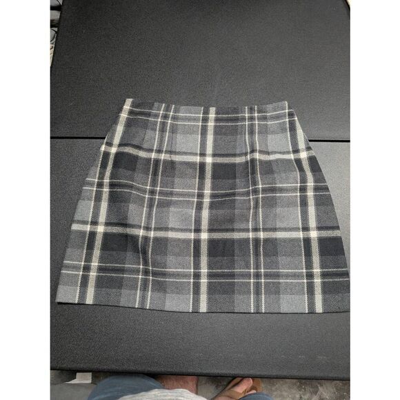 The Limited Vintage 90’s Plaid Wool Blend Mini Skirt Gray Size 2 - Picture 2 of 4